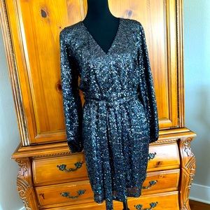 Black Sequin Mini Dress Size 4 by Loft New With Tags